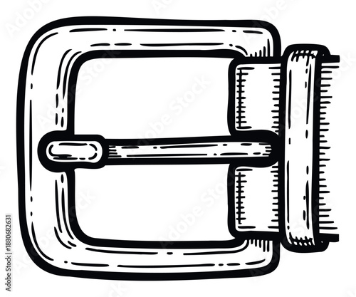 Hand drawn vintage style belt buckle for apparel and accessory design projects or craft inspiration perfect for fashion related publications and blogs