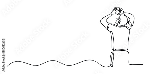 Dynamic single line drawing of a person holding a basketball overhead ready for a shot, suitable for illustrating sports activities and athletic endeavors