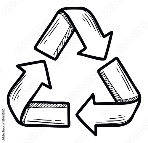Environment friendly cycle symbol in a hand drawn style representing sustainability and recycling for ecoconscious branding and green living initiatives