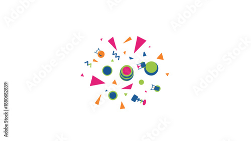 colorful abstract party confetti shapes scattered on white for a festive celebration background perfect for digital marketing and event design projects