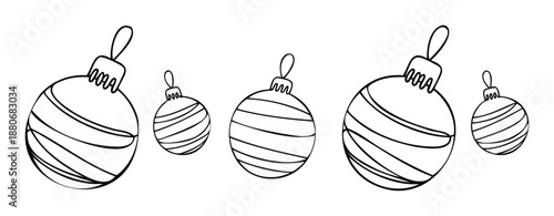 Festive holiday baubles with stripes perfect for seasonal greeting decorations, winter event marketing materials, and fun DIY coloring projects
