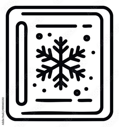 Cold temperature freezer icon representing winter weather conditions or refrigeration appliance settings suitable for mobile applications or website user interfaces.
