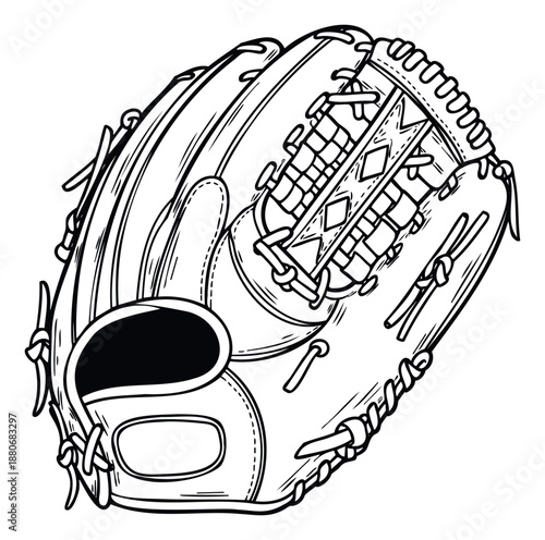 Classic baseball glove outline drawing perfect for sports merchandise team logos athletic event promotions or youth league graphic assets and apparel prints