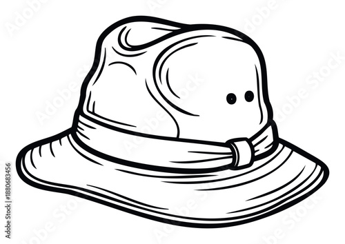 A classic mens fedora hat line drawing provides a sophisticated graphic element suitable for fashion branding, apparel designs, vintagethemed presentations, and stylish editorial layouts.