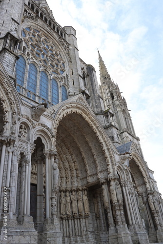 Entrance of the cathedral in Chartres 