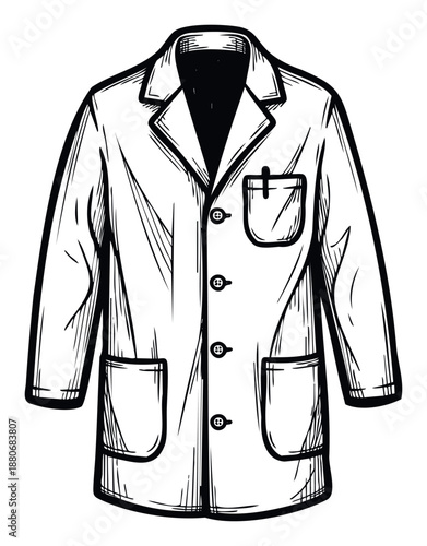 Essential medical and scientific professional protective garment, a classic white lab coat with convenient pockets and front button closure, suitable for healthcare, research, and