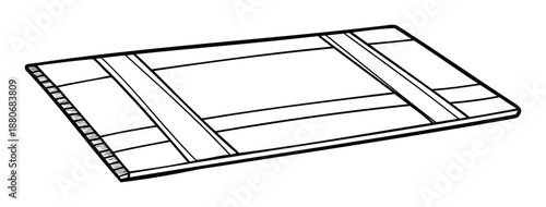 Monochromatic graphic representation of a household textile item featuring an organized pattern and detailed border suitable for various craft and learning applications