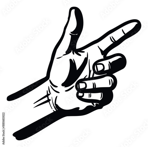 Dynamic human hand performing a decisive pointing gesture, perfect for conveying direction, attention, or a call to action in various communication applications.