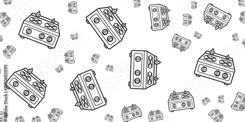 Retro Style Dice Pattern with a Playful, Scattered Arrangement