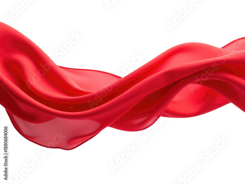 A close-up shot of a flowing red fabric against a white background