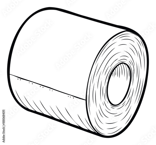 Simple graphic depiction of a rolled paper product for personal hygiene or general cleaning purposes, useful for product packing, instructional materials, or public health campaigns