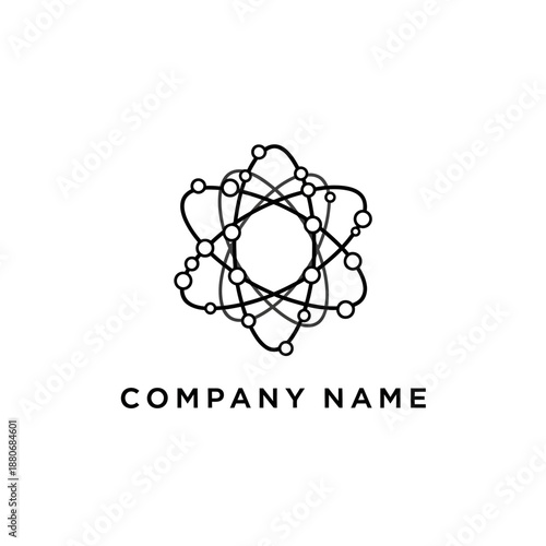 Abstract Atom Molecule Logo Design for Science Technology Company.