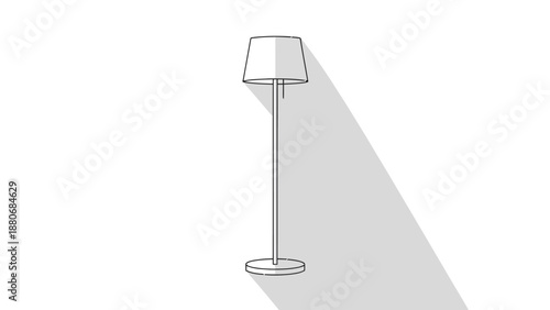 Line drawing of a floor lamp with a long shadow