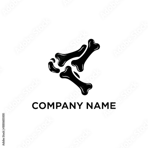 Minimalist Black Bones Logo Design on White Background.