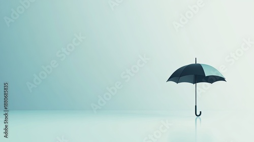 Wallpaper Mural Shielding device showcased against serene color palette with dramatic shading, Business protection illustration featuring solitary umbrella in visually compelling gradient setting across background Torontodigital.ca