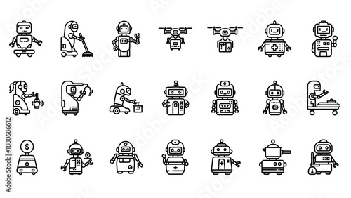 Collection of Various Robot Characters and Designs.