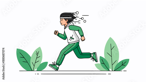 Man running in nature environment vector illustration
