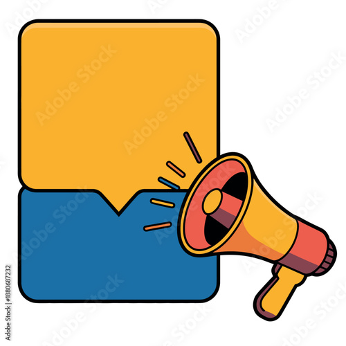 Colorful Megaphone and Speech Bubble Icon for Communication and Announcement Purposes