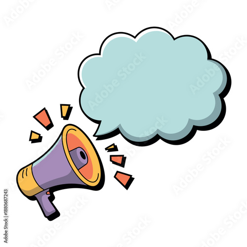 Cartoon Megaphone with Speech Bubble