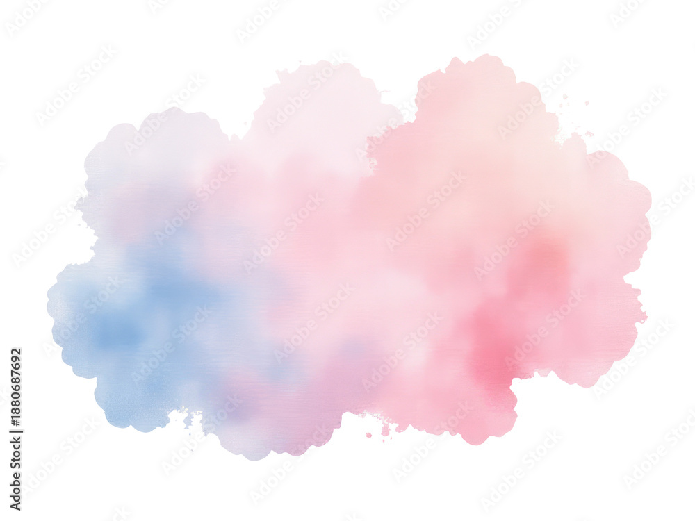 Obraz premium Watercolor cloud illustration on white background with pink and blue hues