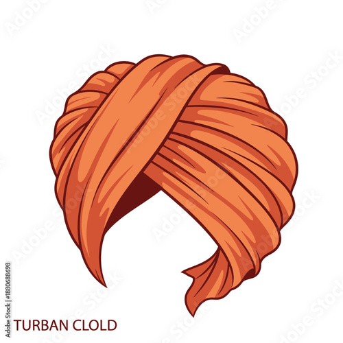 Traditional orange turban headwear for men, a symbol of cultural identity and religious significance