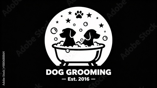 Wallpaper Mural Dog grooming logo with two dogs in bathtub Torontodigital.ca
