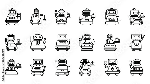 Collection of Various Robot Illustrations and Designs.