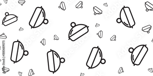 Simple And Clean Black And White Pattern Of Food Icons On White Background