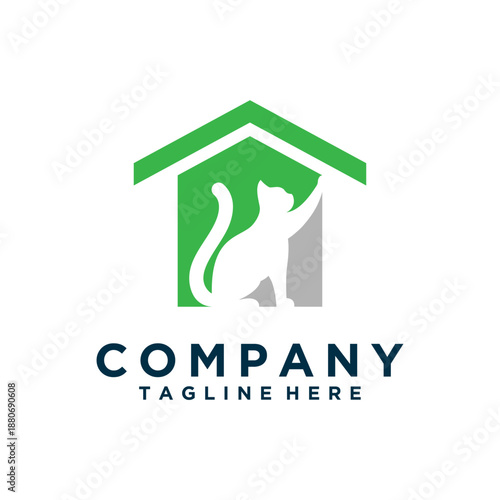 Animal & Pet logo design with cat