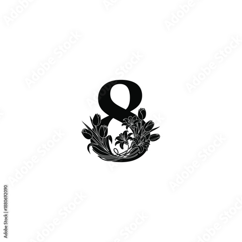 Elegant amp symbol with floral design elements