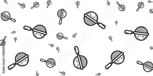 Aesthetic Pattern of Hand-Drawn Sieve Icons Scattered on a White Background