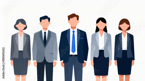 Five business professionals in formal attire
