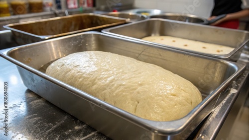 Raw Dough Placed in Stainless Steel Baking Trays
