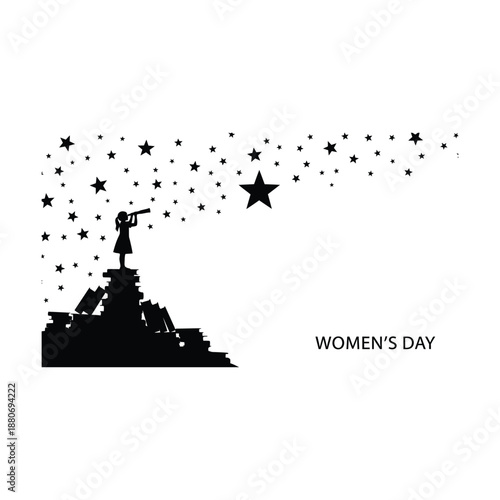 Inspirational woman looking at stars on Women's Day