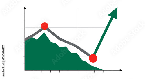 market recovery graph showing significant economic rebound and business growth after a market downturn useful for financial analysis.