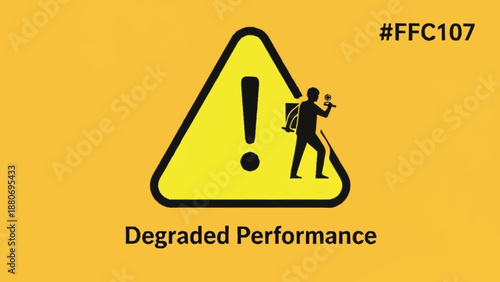 Quadro su tela Warning sign with degraded performance notification and caution symbol