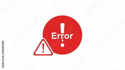 Error warning sign with exclamation mark and caution symbol.