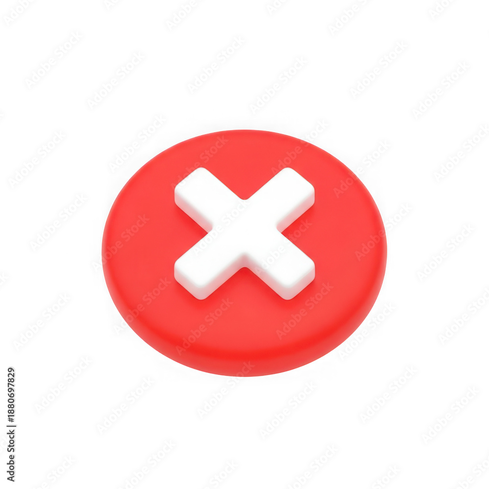 Obraz premium Red circle with white x symbol
