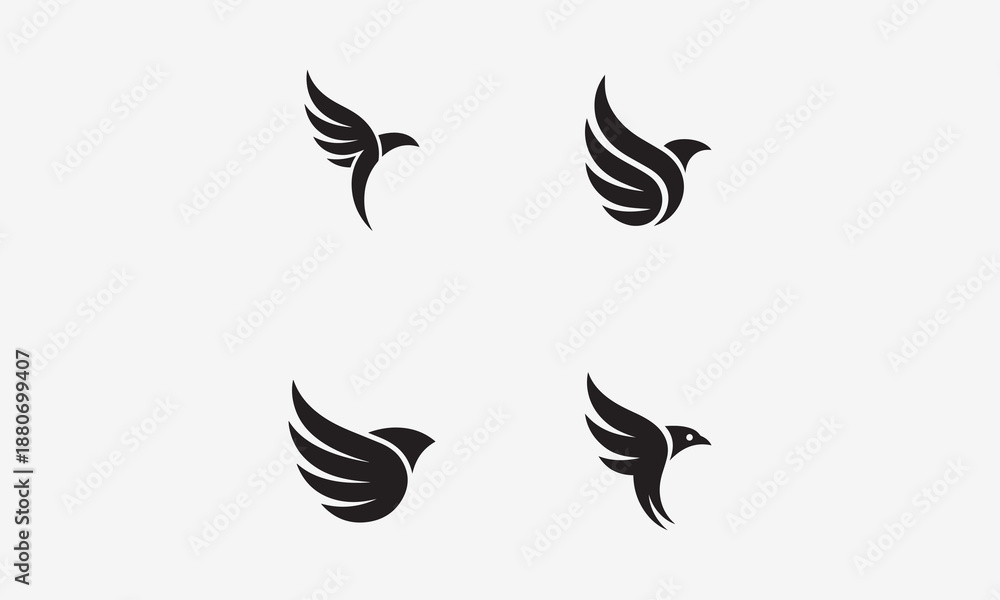 Obraz premium Flying Bird Wing Icon Collection