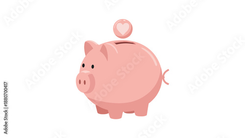 Piggy bank with heart coin