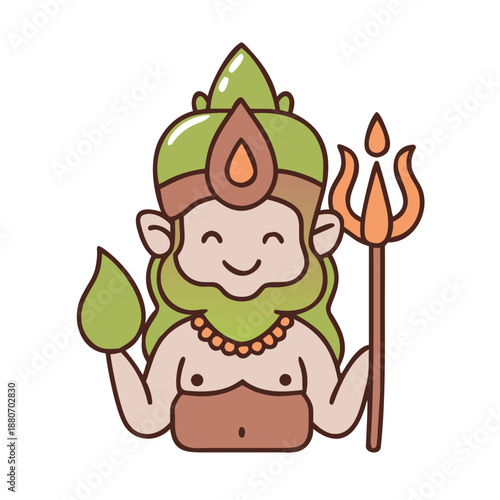 Indian Gods Set, Agni, Ganesha, Indra Idols Cartoon Vector Illustration
