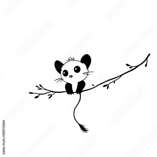 Sugar Glider. Sugar Glider simple black and white line art vector logo