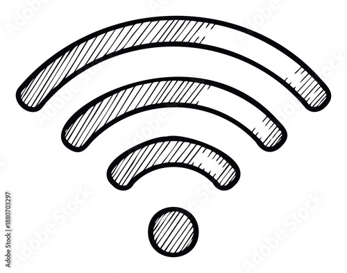 Simple sketched wireless internet connection sign useful for technology related interfaces mobile applications and web presentations