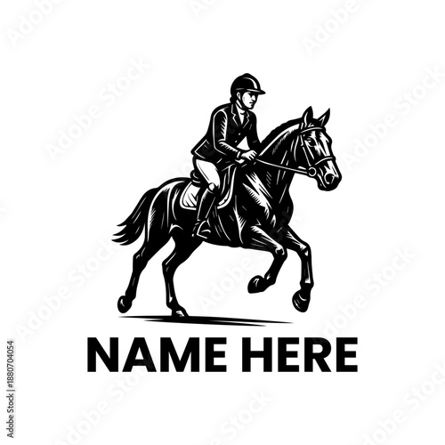 Equestrian Horse Rider Illustration, Professional Horse Riding Silhouette, Equestrian Sport Competition Graphic