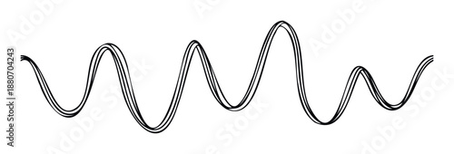 Abstract triple line waveform graphic element representing sound or data flow suitable for technology presentations or music related promotional materials