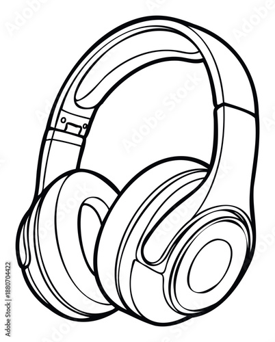 Stylish contour illustration of professional audio headphones designed for immersive sound experience, perfect for technology articles and music education resources.