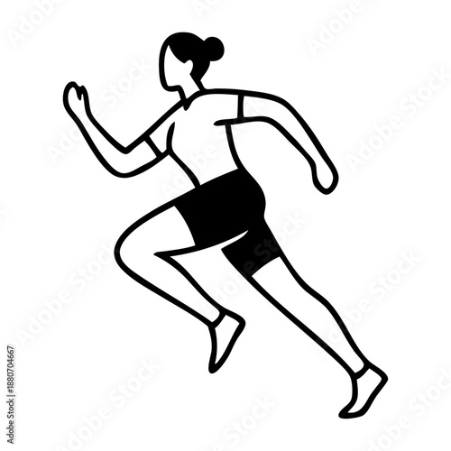 Entrenamiento físico. Dibujo sencillo con líneas de una mujer atlética corriendo