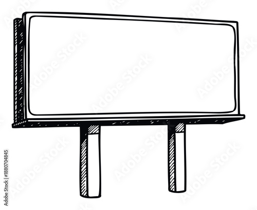 Hand drawn blank billboard sign for outdoor media advertising campaigns ideal for presenting brand messages or public information