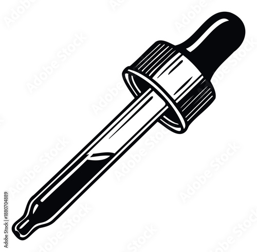 Essential medical and scientific liquid dispenser tool featuring a glass tube and rubber bulb for accurate measurement and controlled fluid transfer in laboratories or cosmetic applications