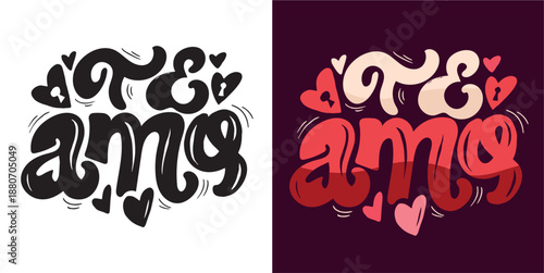 Valentine's Day - in spanish. Hand drawn doodle lettering quote about Love. Lettering for t-shirt design, mug print, bag print, clothes fashion. 100% hand drawn vector image.